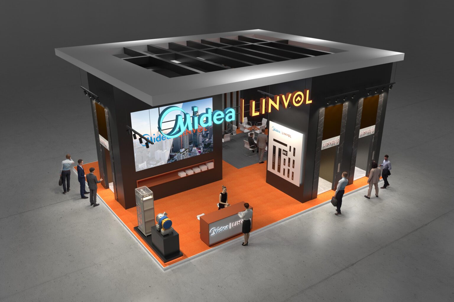 Dubai, United Arab Emirates - May 17, 2022: Exhibitor business stand at 'Airport Show 2022' - the world's largest annual event dedicated to the global airports industry - at Dubai World Trade Centre.